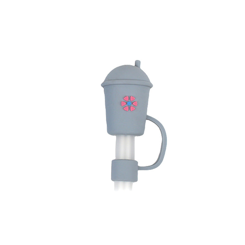 Wholesale 20pcs/pack PVC Milk Tea Straw Cap Printed Dustproof Personalized Straw Stopper